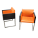 Pair of BOX 740 armchairs by Pedrali, Italy, Wenge Wood and Orange Fabric.