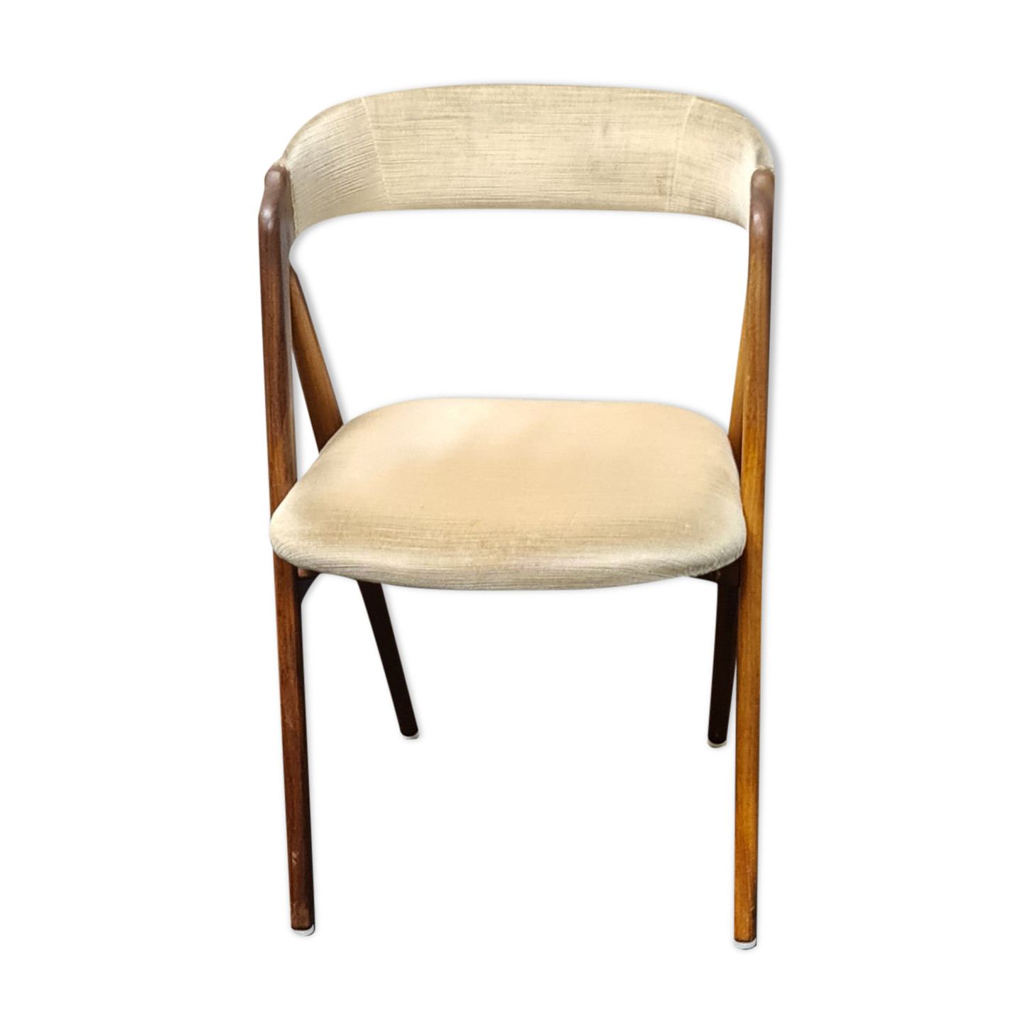 Vintage velvet teak arm chair