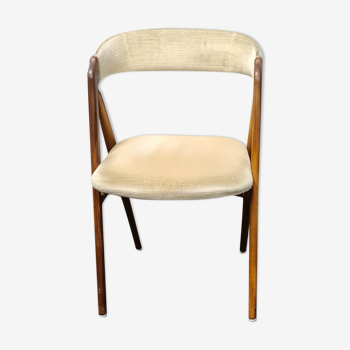 Vintage velvet teak arm chair