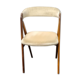 Vintage velvet teak arm chair