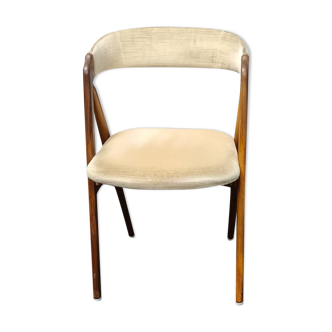 Vintage velvet teak arm chair
