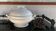 Small porcelain soup tureen with bamboo patterns.