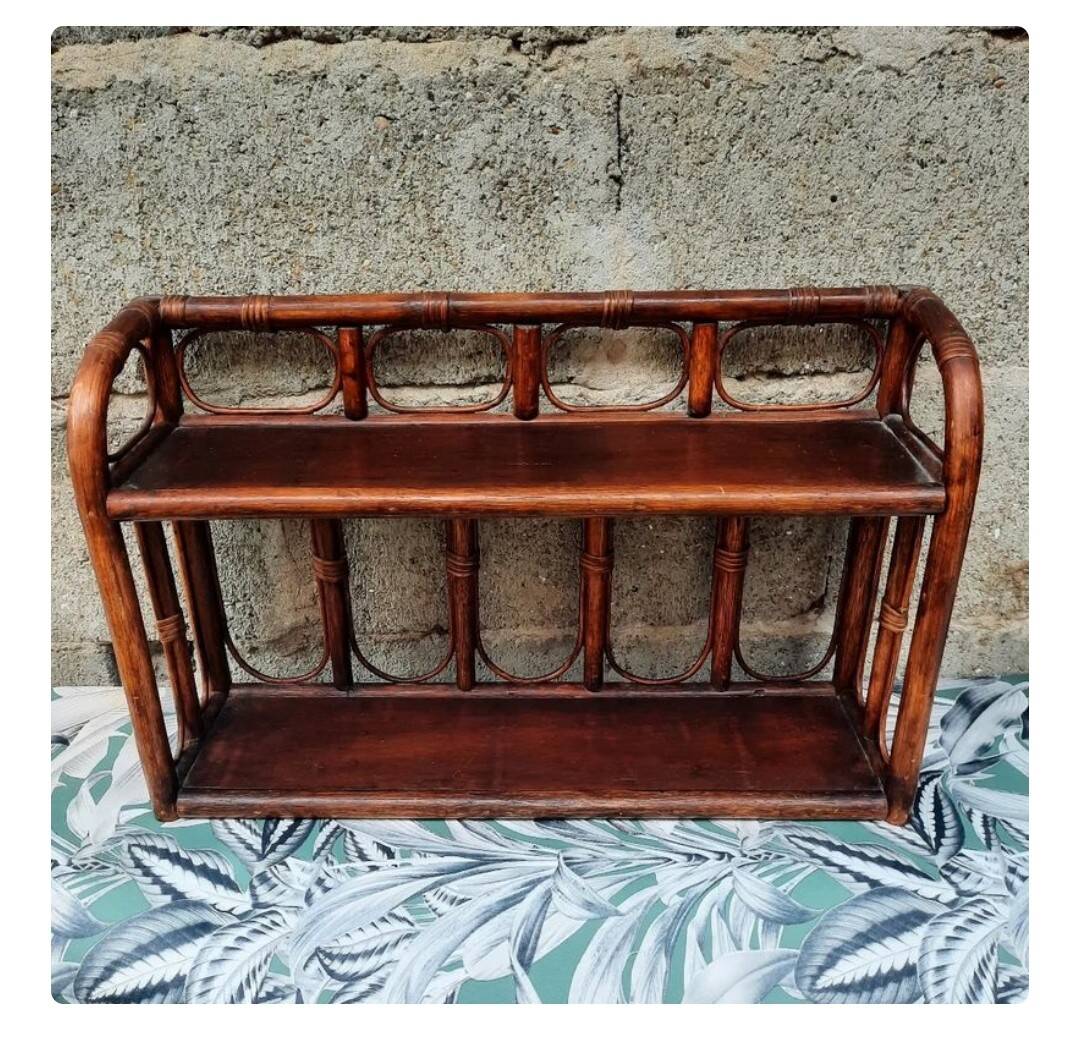 Vintage bamboo wall shelf