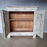 1920s low cabinet in white patinated pine