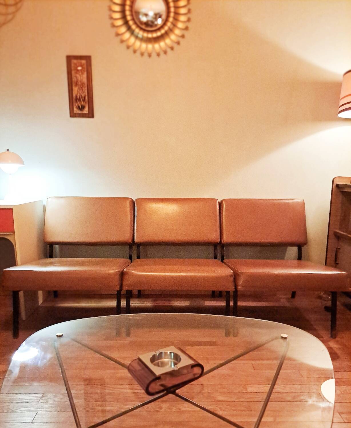 Trio of modular dlg P.Guariche armchairs 1960's