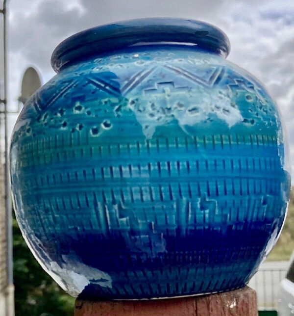 Vase boule émaillé céramique Bitossi Aldo Londi Italy