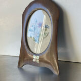 Cadre photo en bois art déco,  en bois intarsia 22,5 cm x 15 cm verre convexe
