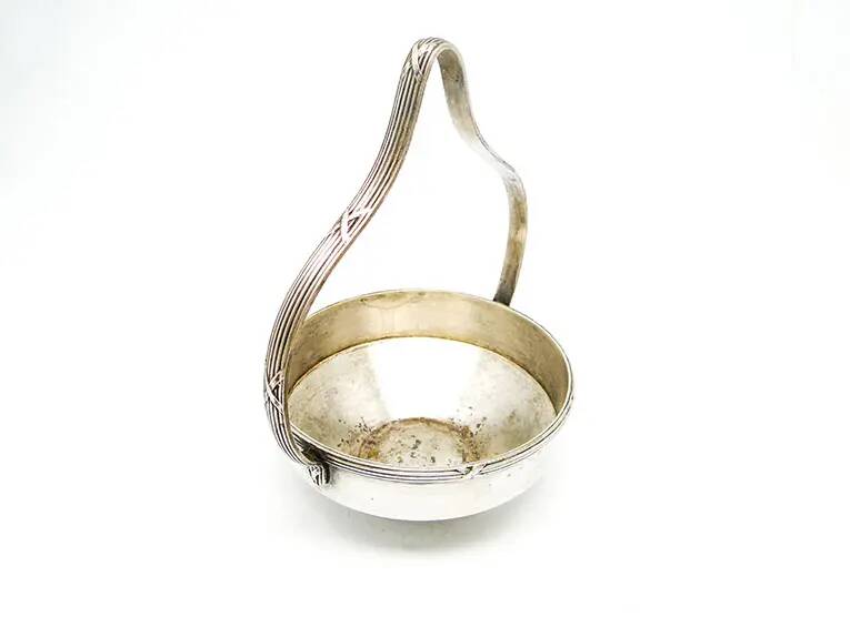 Sugar bowl, eclecticism, silver-plated brass, Bracia Henneberg, Poland, 1920s