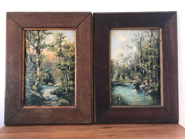 Paire de tableaux du 19e