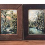 Paire de tableaux du 19e