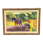 Swedish Oil on Canvas – “Häst II” by Harald Fredriksson (1950)