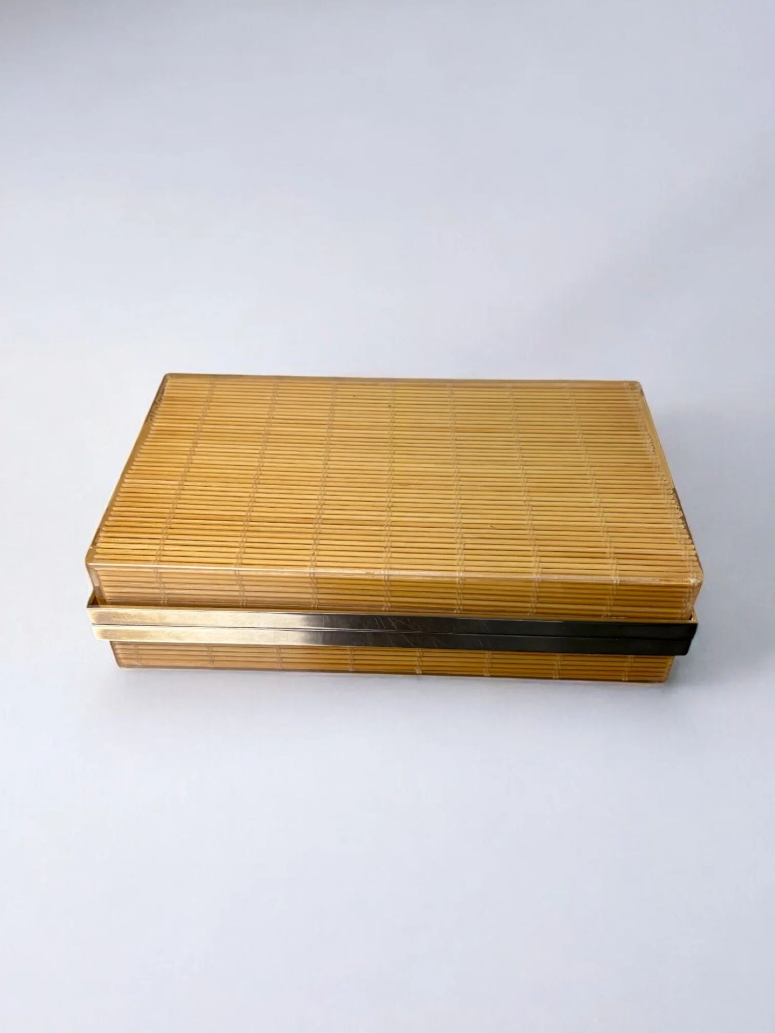 Christian Dior style lucite & rattan vanity box, 1970