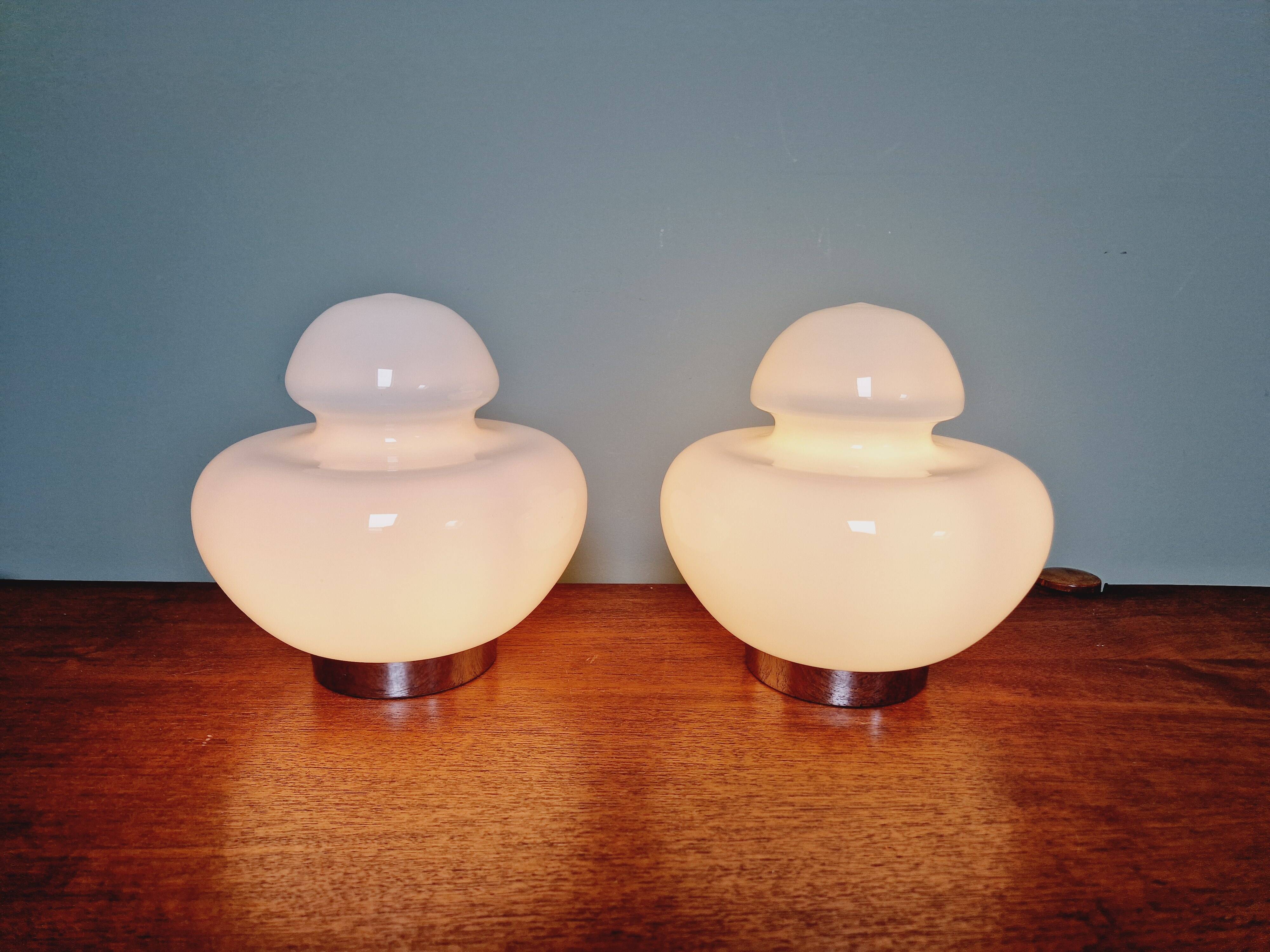 Space Age table lamp in white opaline, 1970s