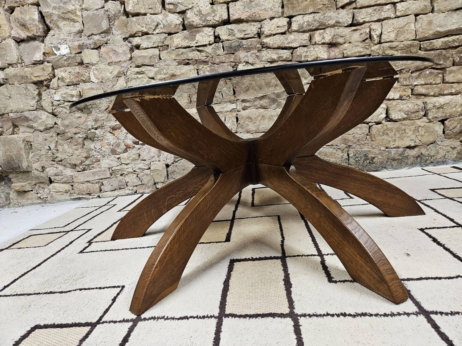 Table basse brutalist vintage 1970"