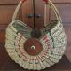 Large antique half-moon rattan basket