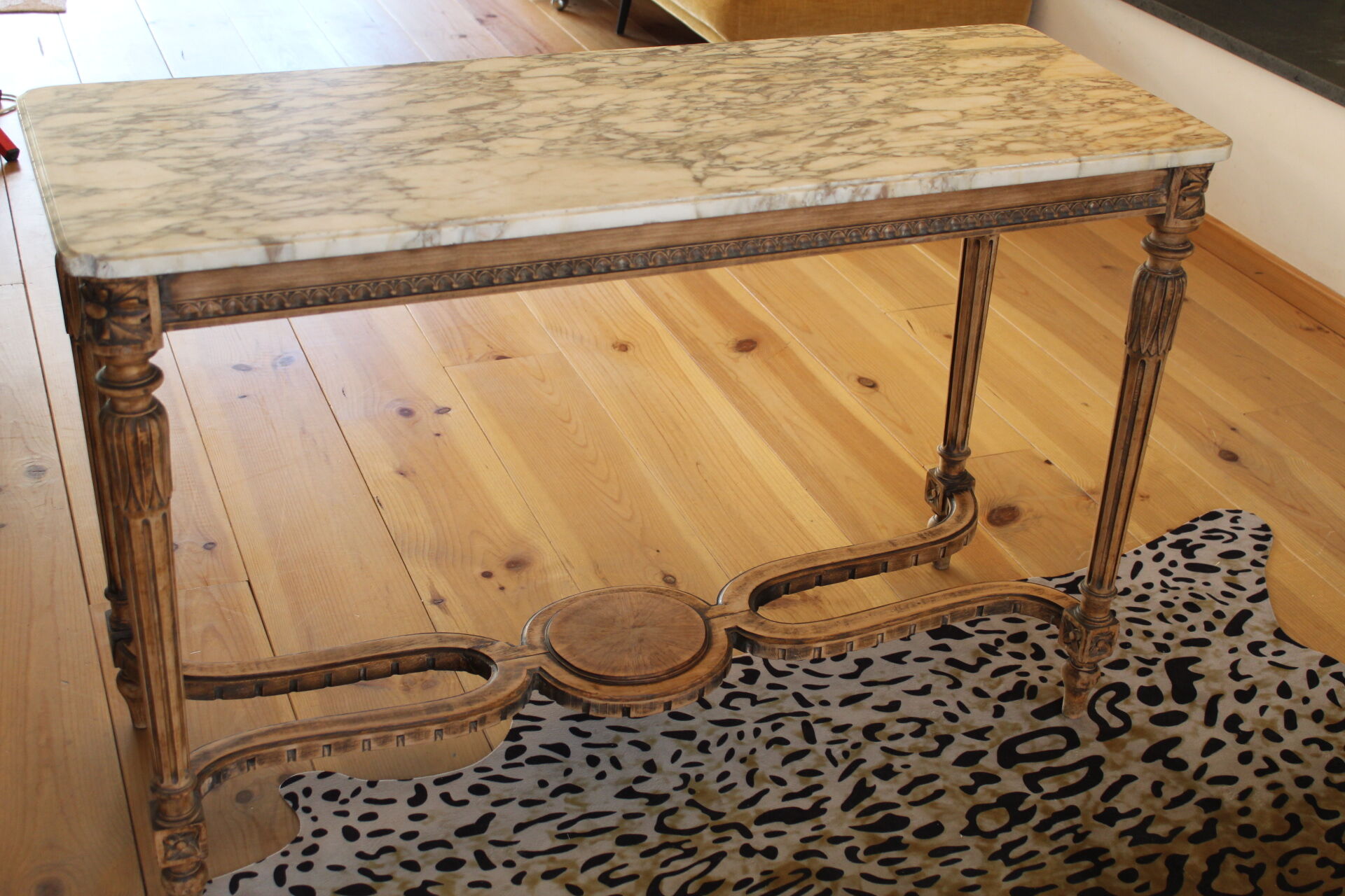 Console old feet wood and marble top