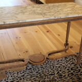 Console old feet wood and marble top
