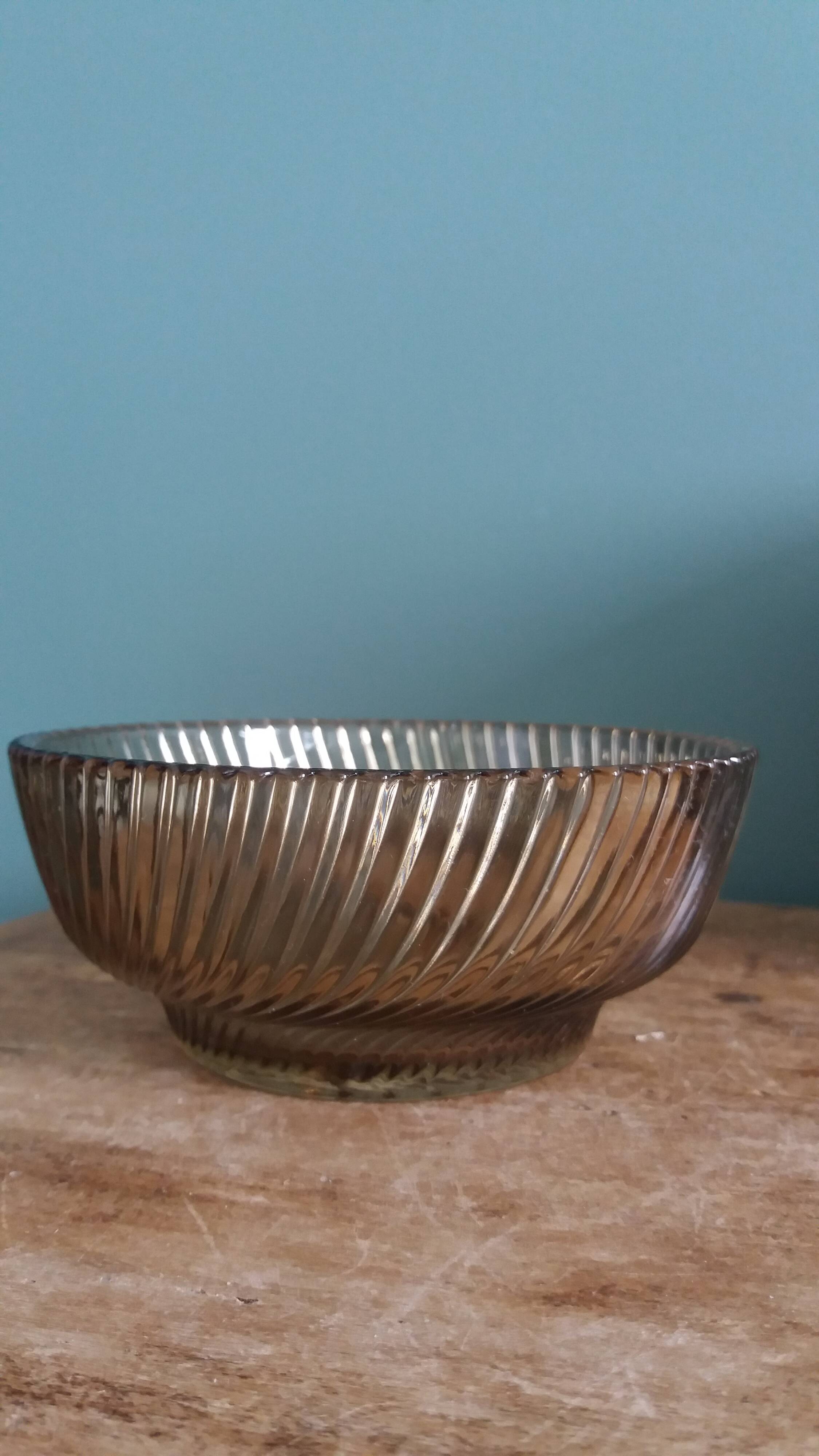 Service compotier saladier et coupelles en verre fumé