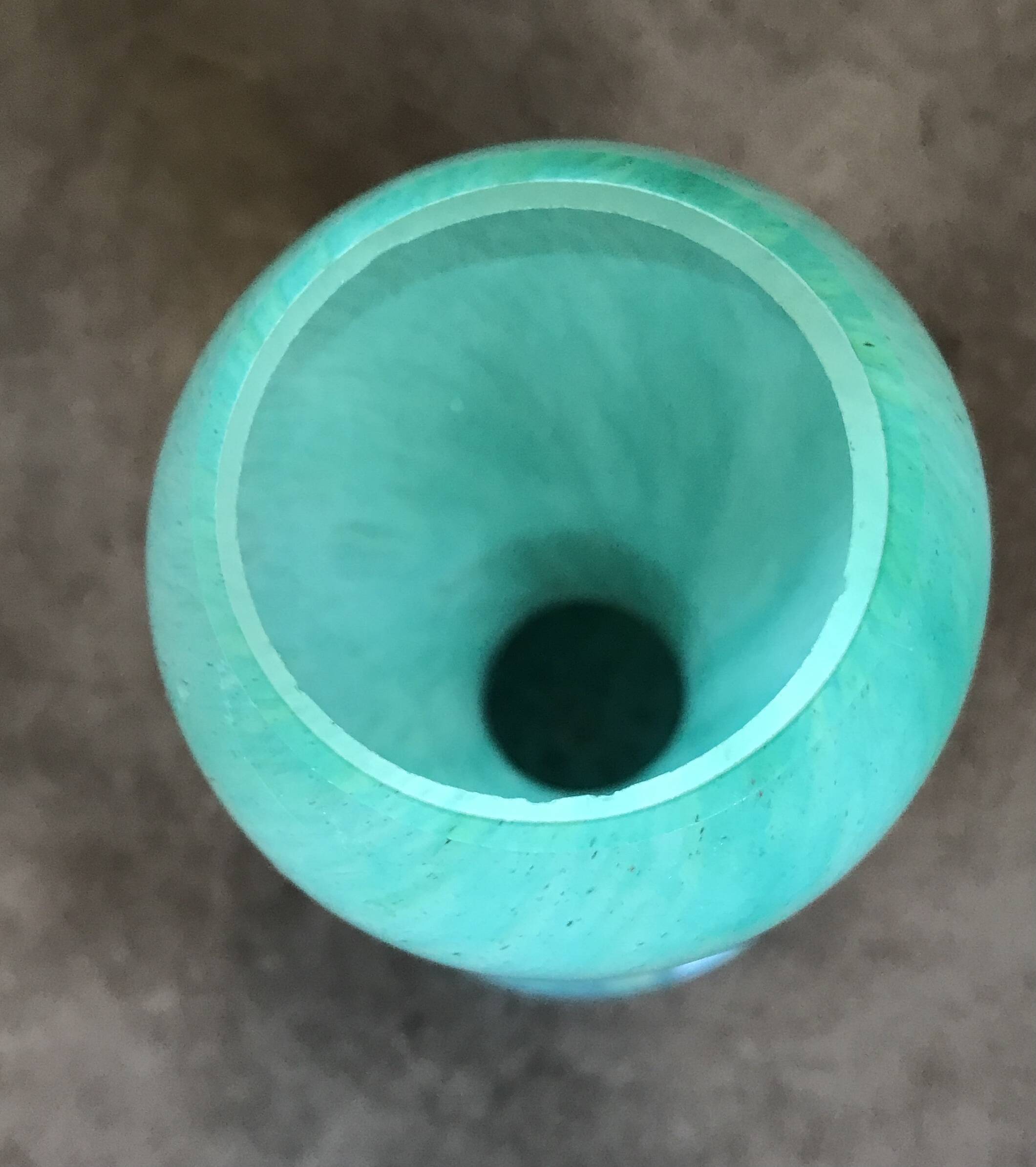 Vintage speckled green marbled glass vase, art nouveau