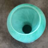 Vintage speckled green marbled glass vase, art nouveau