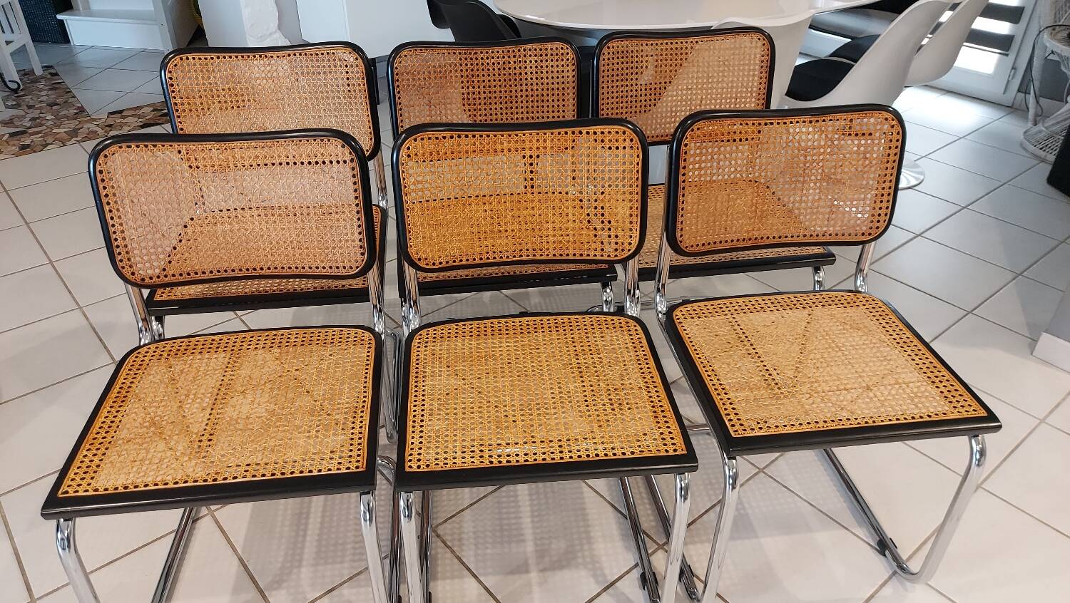 Suite de 6 chaises modèle Cesca B32 par Marcel Breuer vintage 1993