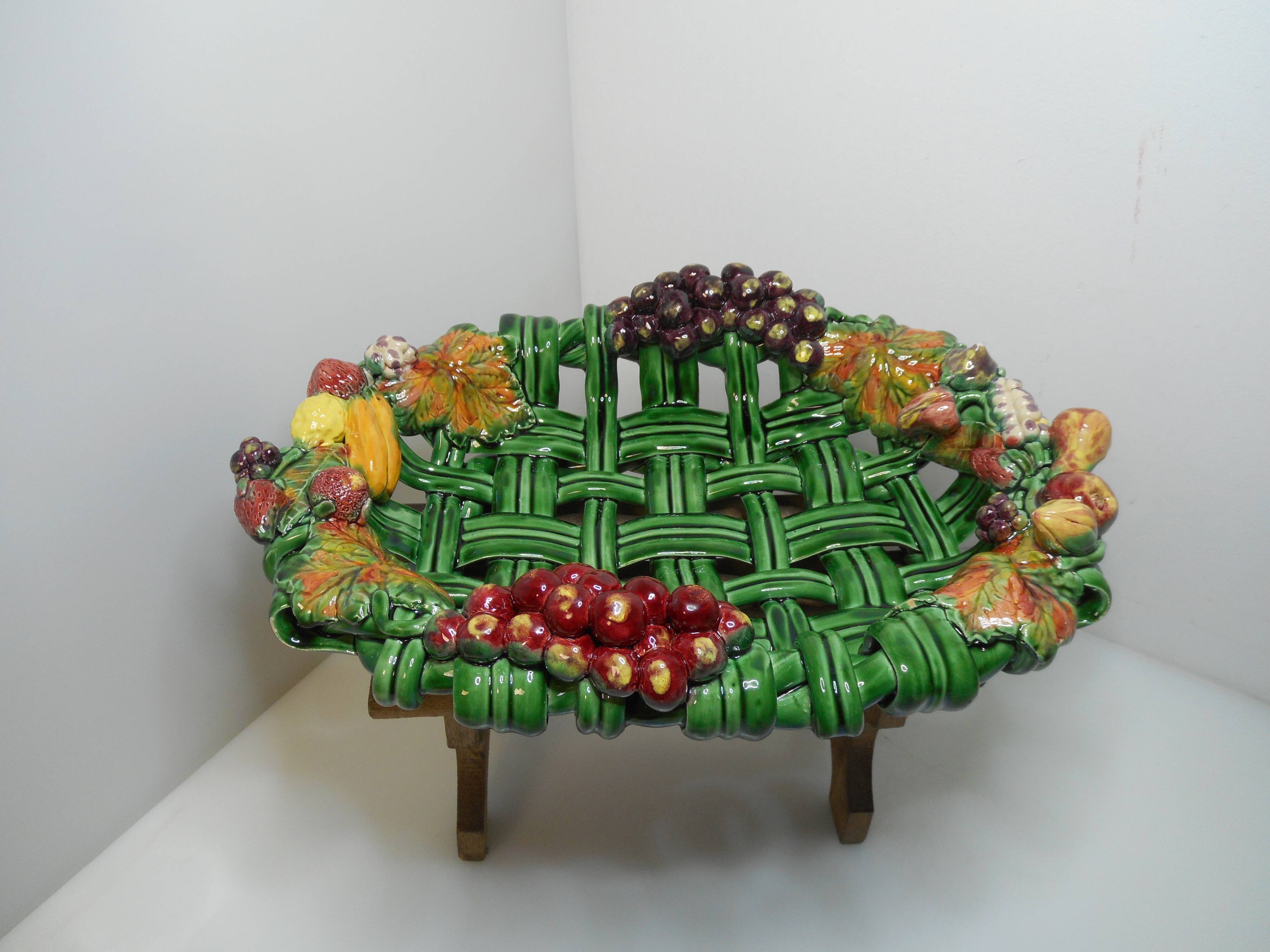 Fruit basket by Vallauris stamped Heny France, vintage