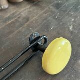 Wall coat rack with 4 vintage yellow metal hooks