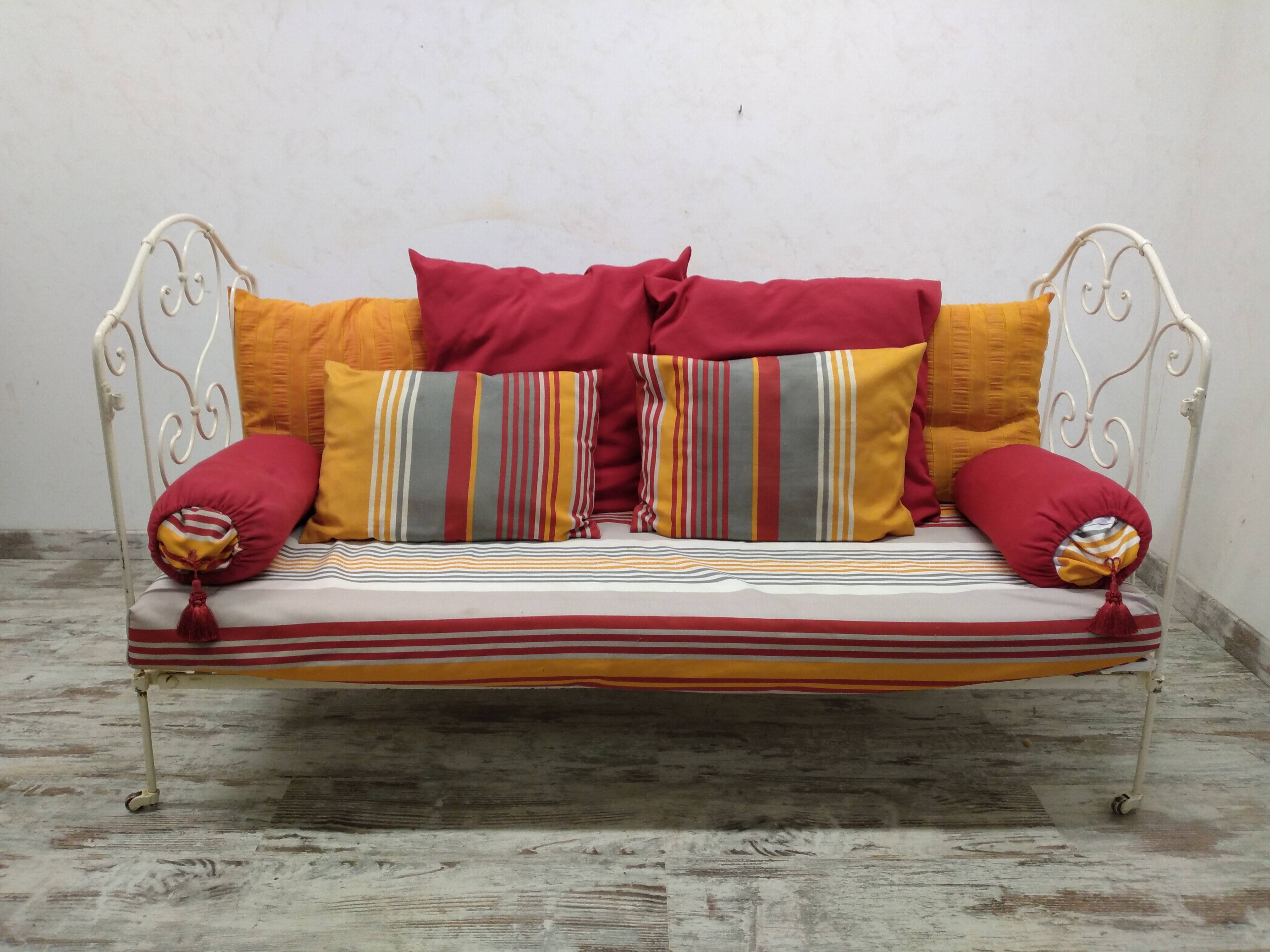 Antique bench / old wrought iron bed