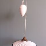 Adjustable "rise and fall" suspension, opaline and porcelain rise and fall