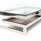 Belgochrom 1970 s-shaped chrome coffee table
