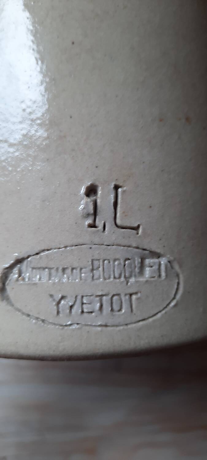 Old mustard pot Yvetot varnished stoneware