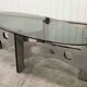 Oval coffee table 1970 feet metal and wood smoked glass