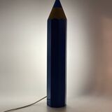 Pierre Sala, postmodern blue Pencil table lamp, Ed. Vilac France 1980s