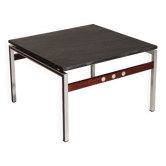 Coffee table made of slate, chrome and wood, 1970 Denmark