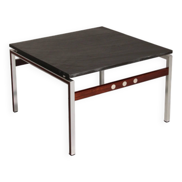 Coffee table made of slate, chrome and wood, 1970 Denmark