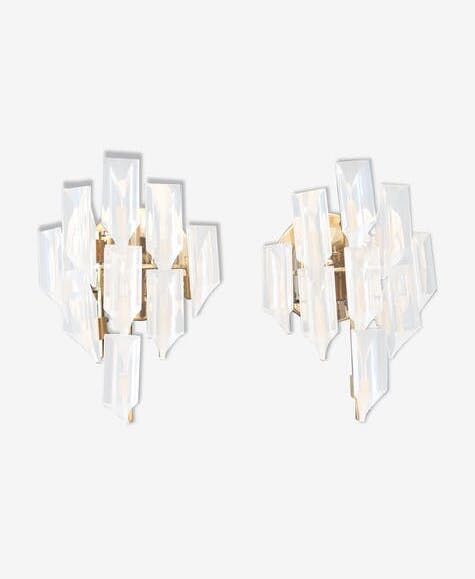 Pair of Venini sconces 1970 golden structure