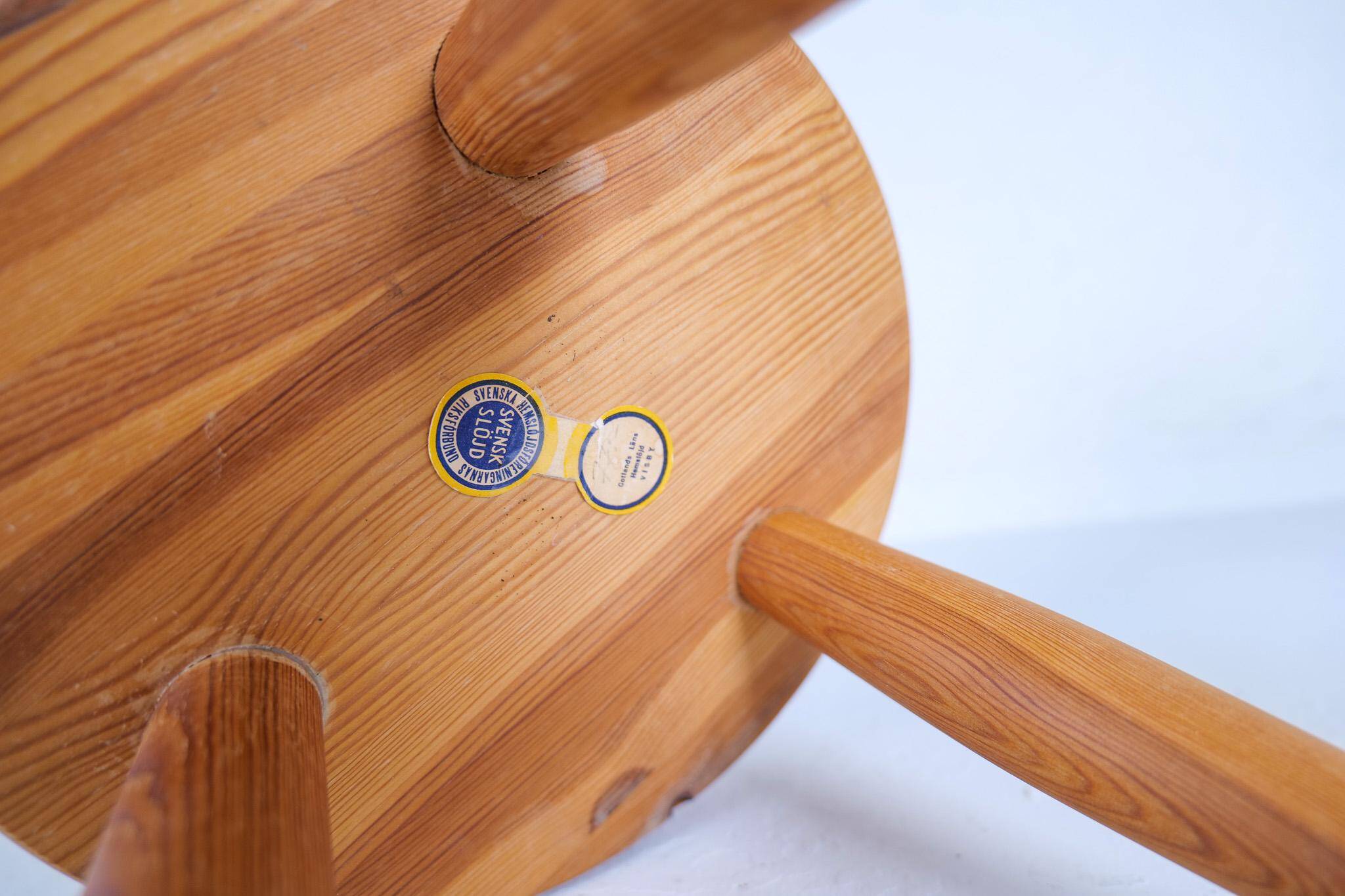 Modern Scandinavian Sculptural Stool in Pine, Sweden, 1970s