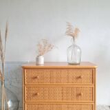 Vintage rattan chest of drawers