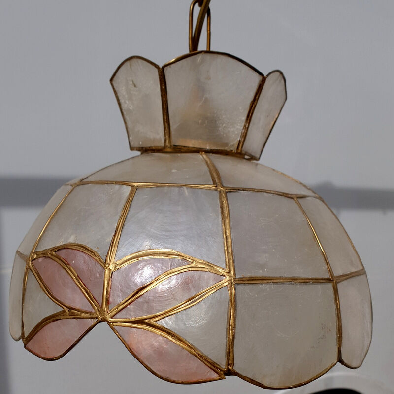 2 Vintage suspensions in mother-of-pearl and brass, from the 1950s