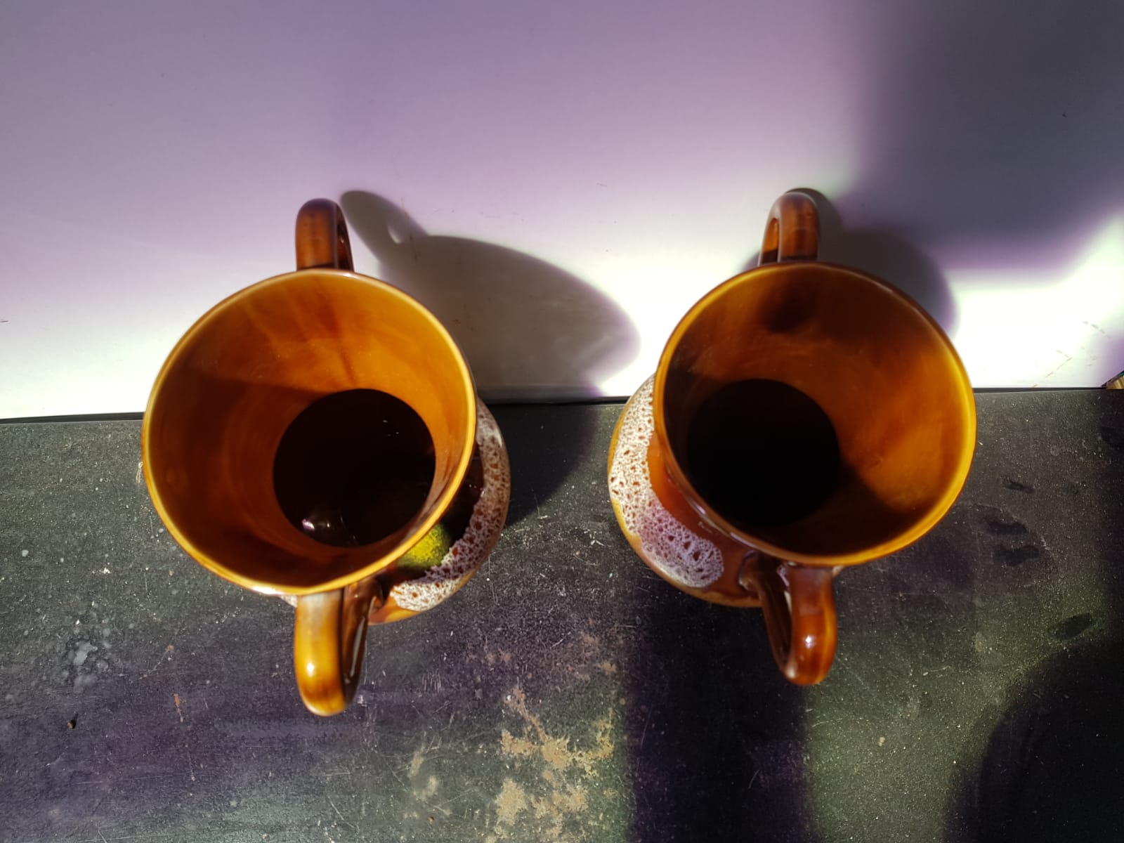 Pair of old Sarreguemines vase Hawaii model vintage multicolor ceramic