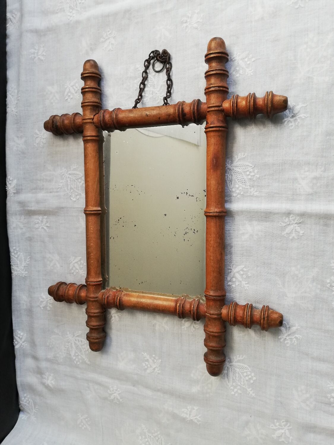 Wooden mirror bamboo style