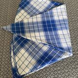 Round cotton tablecloth. Blue and white colors.