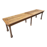 Antique French draper's table in oak, shop counter, work table, 6 feet, circa 1750–1850.
