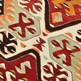 5x9 Faded Red Bohemian Kilim Rug, Wool Handknotted Rug, 148x259