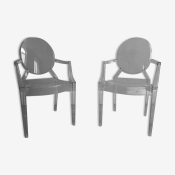 Paire de Chaises Louis Ghost, design Philippe Starck, édition Kartell