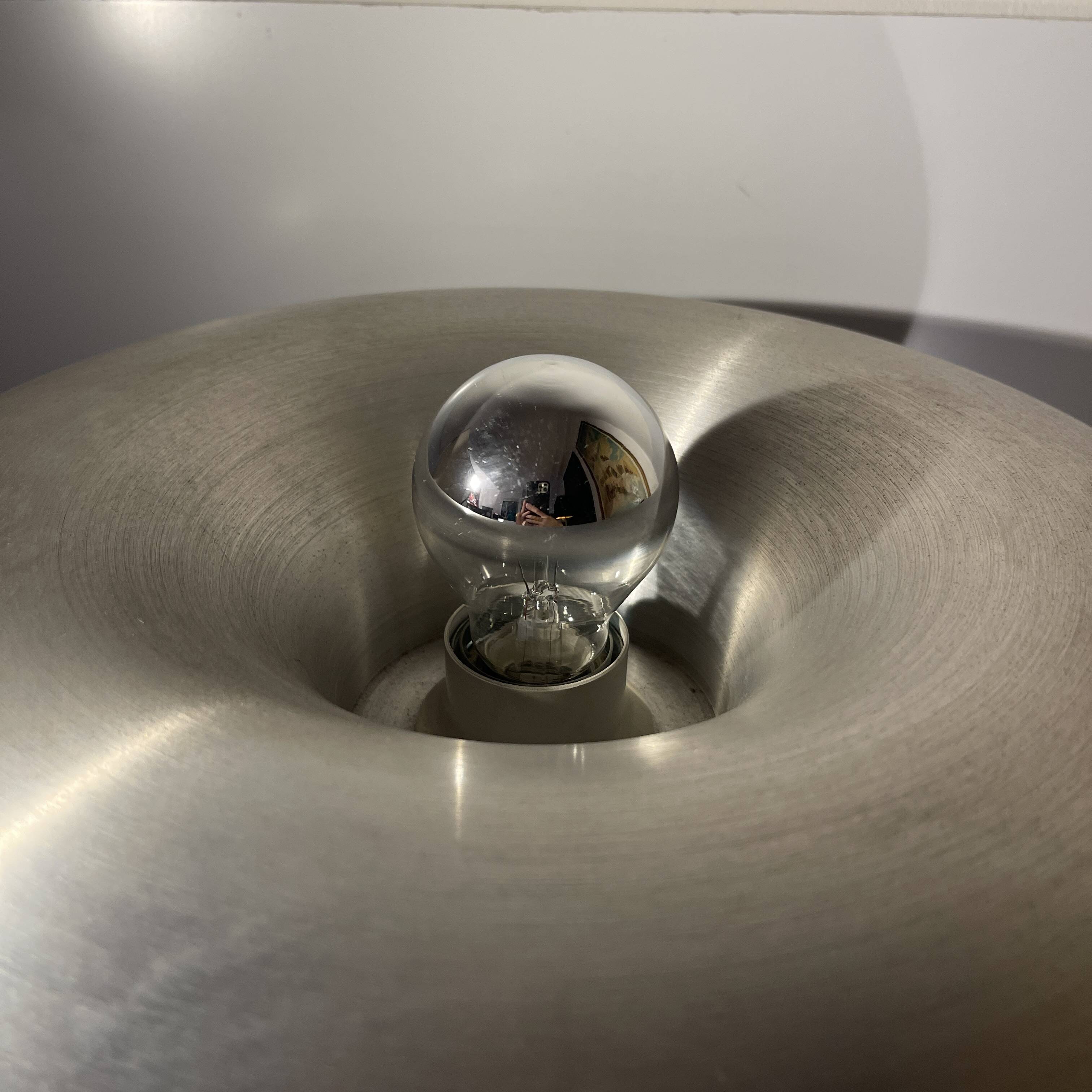 Lampe 'Donut' aluminium brossé, Design Space Age, ca 1960