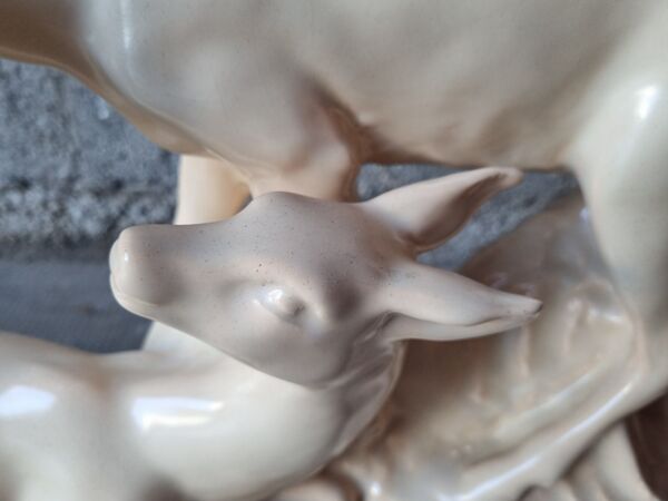 Statue porcelaine biches Art Déco