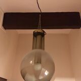 Lustre suspension boule verre et laiton vintage