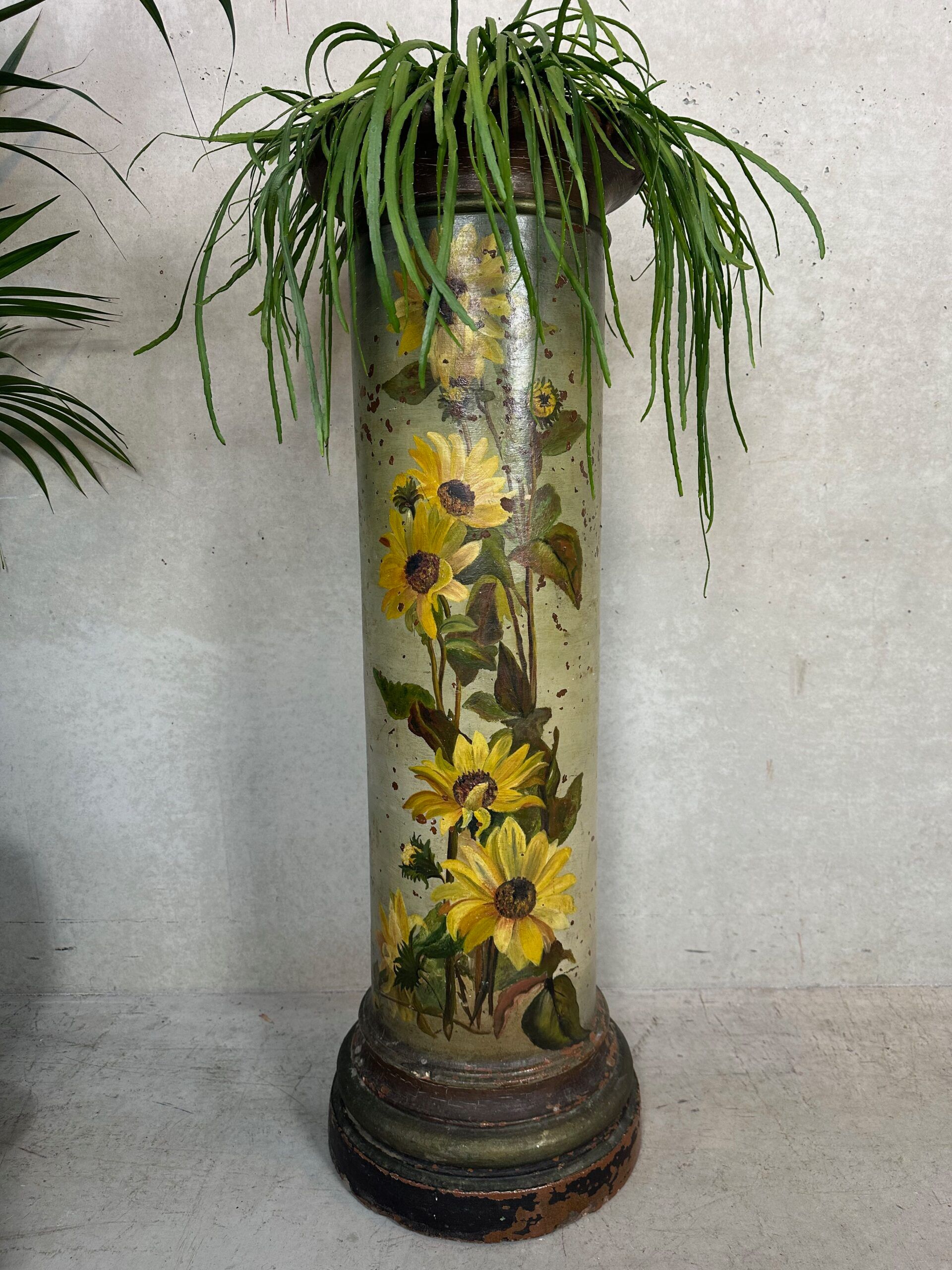 Antique French column – sunflowers