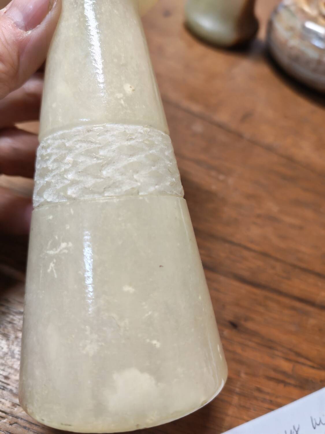 Set of three marble candlesticks